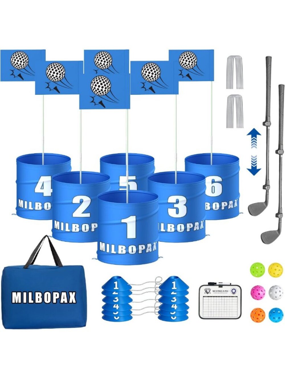 Outdoor Golf Game Set with 6 Holes & 2 Adjustable Clubs - Perfect for Family